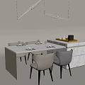 Modern Dining Table Island Table 3d model