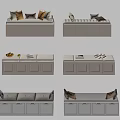 White Storage Bench Designs With Various Cushions And Decorative Elements 3d model