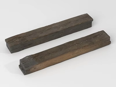 Wooden Components Two Long Strips With Natural Wood Grain And Rustic Texture 3d model