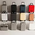 Various Colored Suitcases In Different Styles And Sizes Arranged On White Background