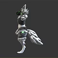 3D Anthropomorphic Wolf Character With White Ears Black Head Green Eyes Maid Outfit Tail Paws