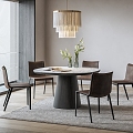 BB Italia Dining Table and Chair Round Table and Chair Combination Chandelier Dining Chair 3d model