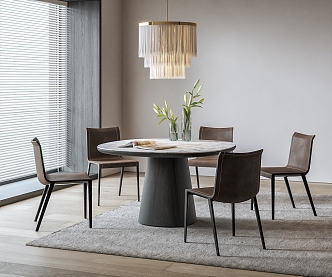 BB Italia Dining Table and Chair Round Table and Chair Combination Chandelier Dining Chair 3d model