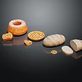 Assorted Baked Bread Items Displaying Donut Swirl Roll Lattice Pie Loaf And Sliced Bread
