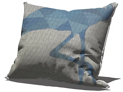 Modern Decorative Pillow With Blue Gray Geometric Abstract Fabric Design 3d model