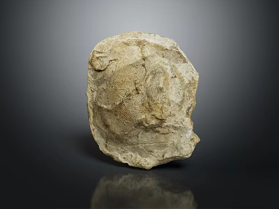 Ancient Marine Animal Fossil With Detailed Shell Structure On Dark Background 3d model