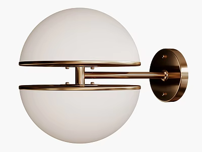 Modern Wall Sconce With White Spherical Shade And Brass Metal Frame 3d model