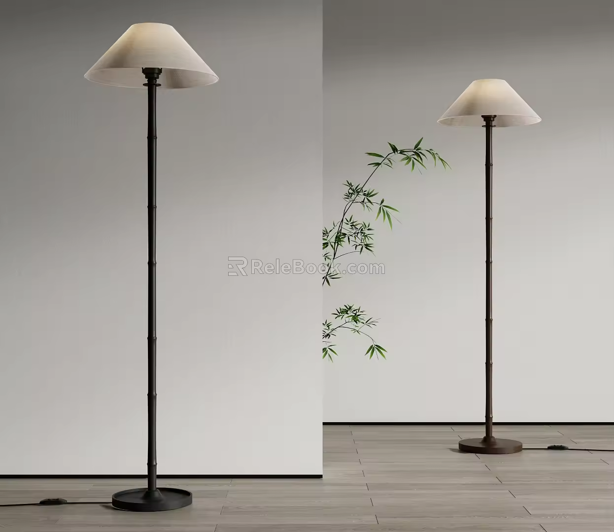 Bamboo floor lamp 3d model