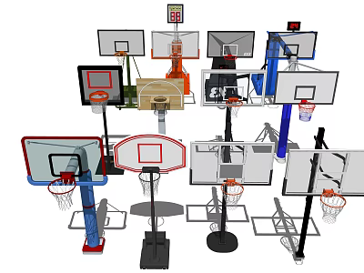 Durable Sports Equipment Including Various Basketball Hoops for Indoor and Outdoor Games 3d model