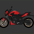 Red And Black Modern Sporty Motorcycle With Gold Alloy Wheels And Black Seat