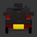 Police Military Style Vehicle With Gray Body Yellow Red Bumper Black Wheels And Roof Equipment