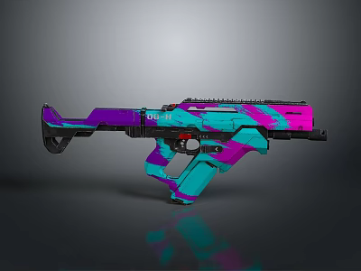 Futuristic Rifle With Purple And Teal Vibrant Color Pattern Sleek Modern Design 3d model