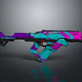 Futuristic Rifle With Purple And Teal Vibrant Color Pattern Sleek Modern Design