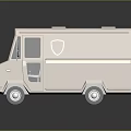 Brown Delivery Van Model With Shield Logo And Side Stripe Design 3d model