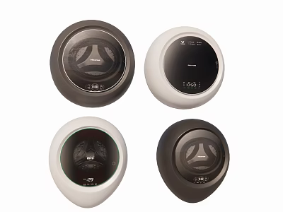 Four Stylish Circular Washing Machines In Black And White Modern Design 3d model