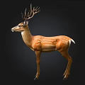 Realistic Standing Deer Figure With Large Antlers And Brown Fur