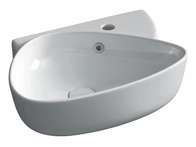 White Wall Mounted Bathroom Sink with Sleek Surface and Modern Design 3d model