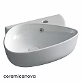White Wall Mounted Bathroom Sink with Sleek Surface and Modern Design