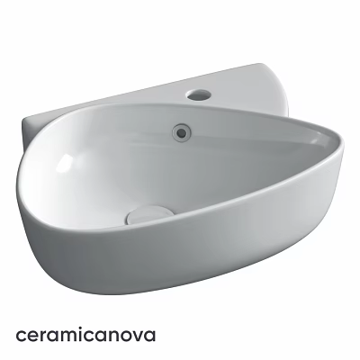 White Wall Mounted Bathroom Sink with Sleek Surface and Modern Design 3d model