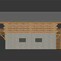 Chalet Style House With Grey Roof Wooden Eaves Balcony Concrete Walls And Green Garage Doors