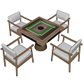 Mahjong tables and chairs 3d model