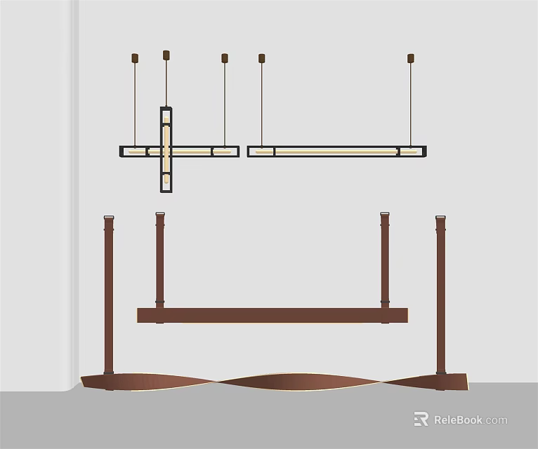 Modern Hanging Chandelier Designs with Geometric Structures for Home Interior 3d model