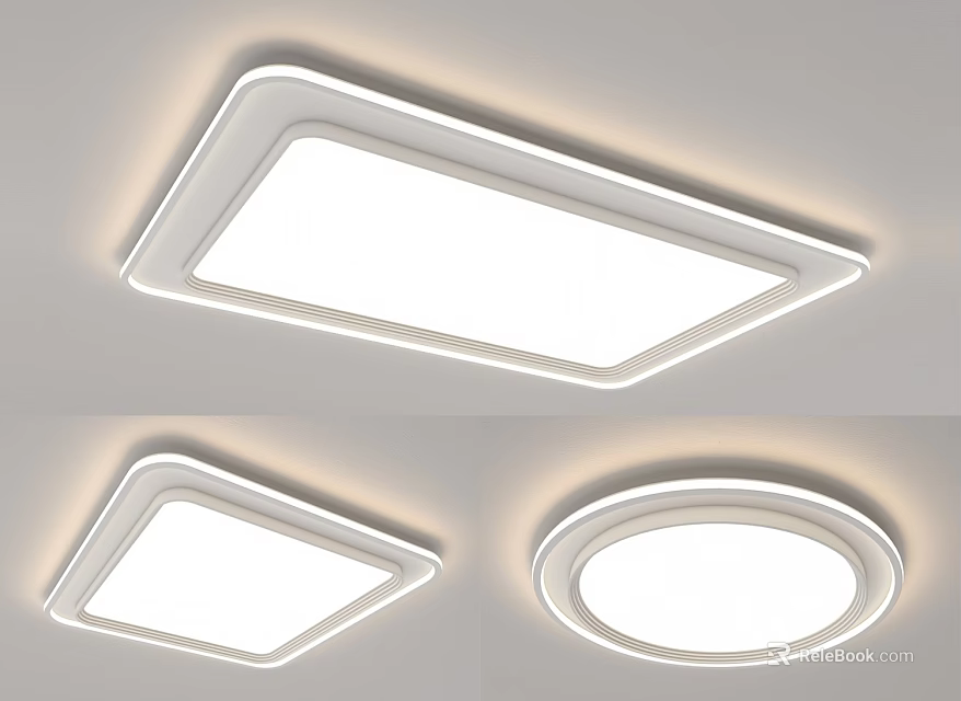 Modern LED Ceiling Lights Square And Round Design Bright Illumination For Home Interiors 3d model 