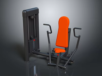 Strength Training Gym Equipment With Black Frame Orange Seat And Arm Rests For Workouts 3d model