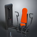 Strength Training Gym Equipment With Black Frame Orange Seat And Arm Rests For Workouts