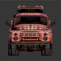 Vintage Rusty Fire Truck With Classic Ladder And Weathered Exterior Design