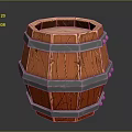 Decorative Wooden Barrel Ornament Set In Reddish Brown With Metal Hoops And Wood Grain