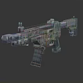 Futuristic Pixel Style Gun Weapon With Detailed Metallic Structure And 3D Gaming Design