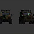 Military Style Camouflage Off Road Vehicles Featuring Green Windows And Roof Racks