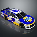 Blue White Yellow Number 9 Race Car With AXALTA Kautex Logos