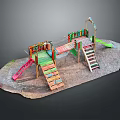 Outdoor Kids Play Equipment With Colorful Slides Wooden Climbing Frames And Stairs