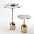 Modern Minimalist Side Tables With Marble Tabletop And Copper Gold Bell Shaped Base 3d model