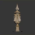 Classical Style Decorative Stone Furniture With Carved Details And Pointed Top Square Base