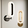 Sleek Modern Oval Design Wall Lamps With Black And Gold Base And White Body