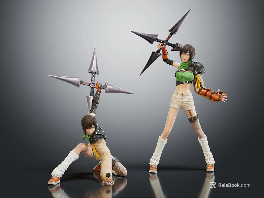 Highly Detailed Anime Characters Action Figures With Dynamic Poses And Sharp Weapons 3d model 