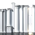 White 3D Rendered Roman Columns With Various Classical Styles And Architectural Details 3d model