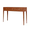 Wooden Desk With Three Drawers And Gold Round Handles Simple Design