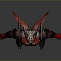Red And Black Spiked Armor Sci Fi Fantasy Creature Character With Aggressive Design