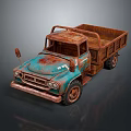 Vintage Rusty Blue Truck With Open Bed And Weathered Exterior Design