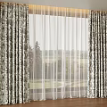 Floral Print Curtains With Sheer Panels For Modern Living Room Window View