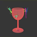 Green Praying Mantis Bee Dragonfly And Ladybug On Silver Sparkling Wine Glass