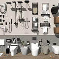 Modern Bathroom Set With Toilets Shower Systems Towel Racks And Storage Accessories