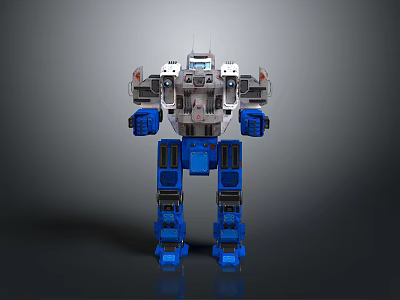 Game Movie Robot Character with Blue White Gray Mechanical Armor Limb Structure and Futuristic Design 3d model