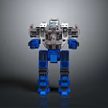 Game Movie Robot Character with Blue White Gray Mechanical Armor Limb Structure and Futuristic Design