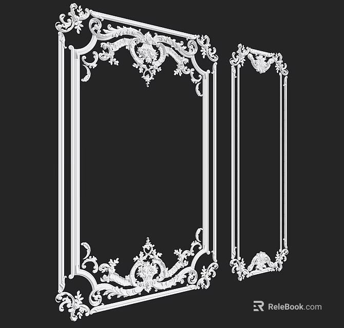 Classic Carved Decorative Frames For TV Background Wall European Style Design 3d model 