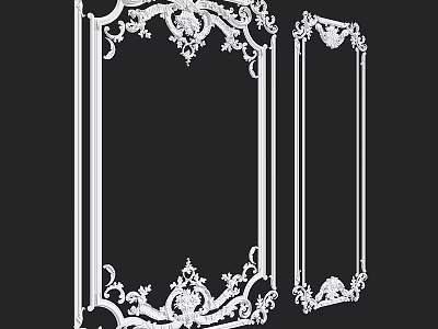 Classic Carved Decorative Frames For TV Background Wall European Style Design 3d model